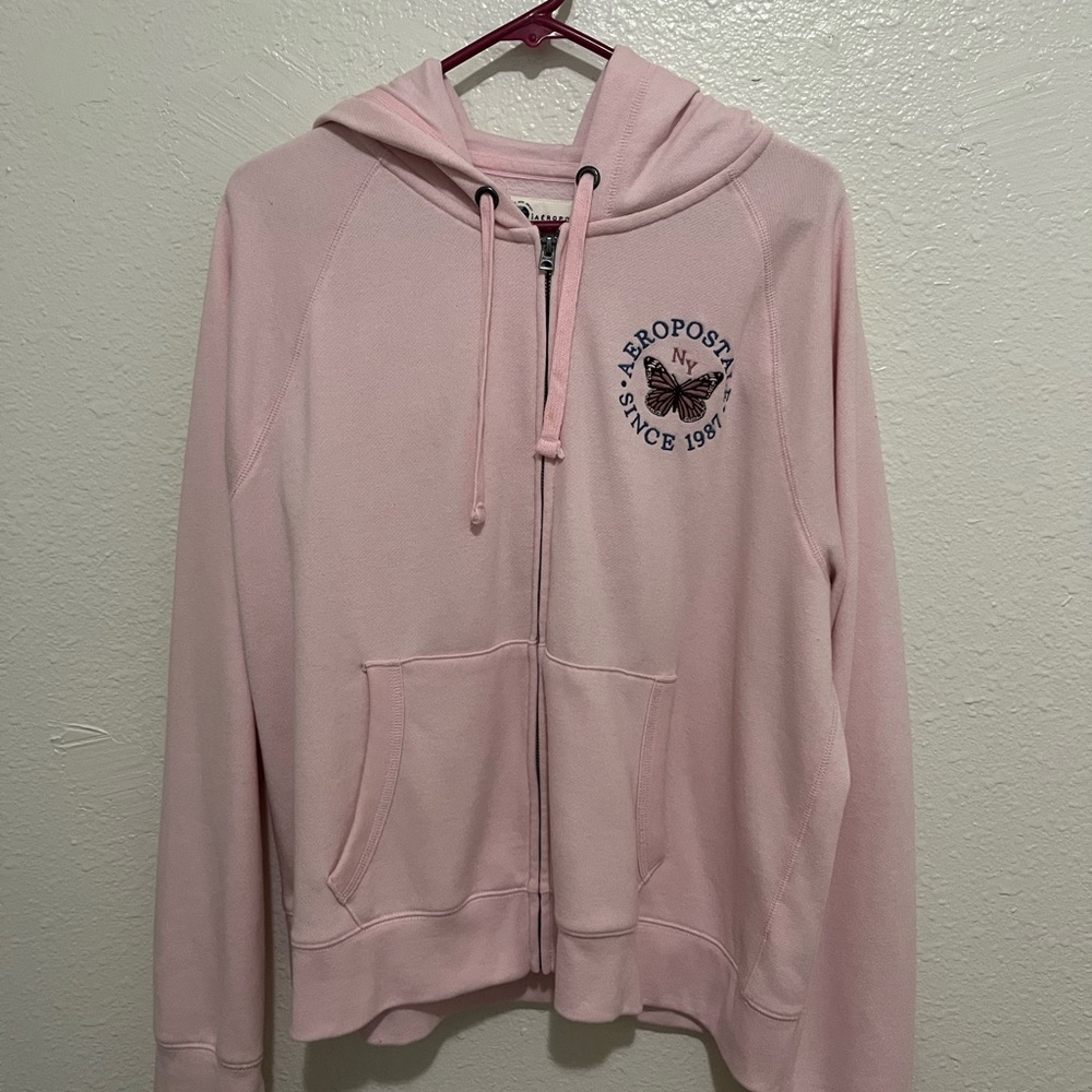 Aeropostale Light Pink Hoodie with Butterfly Logo